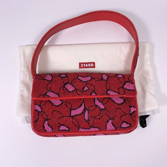 STAUD Red/Pink Beaded 'Tommy' Bag - Picture 2 of 10